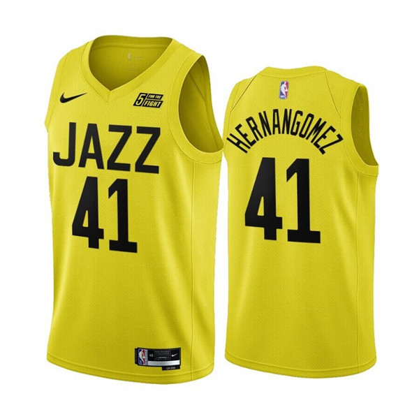 Men's Yellow Utah Jazz #41 Juancho Hernangómez 2022/23 Icon Edition Stitched Basketball Jersey
